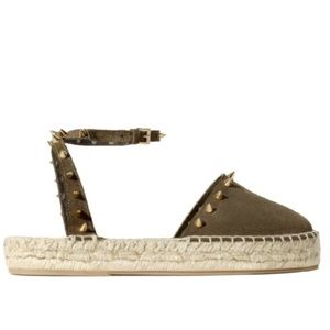 ZARA STUDDED ESPADRILLE FLATS 37